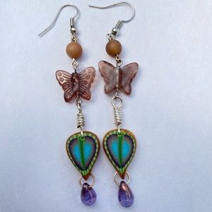 Handmade butterfly drop clay dangle earrings